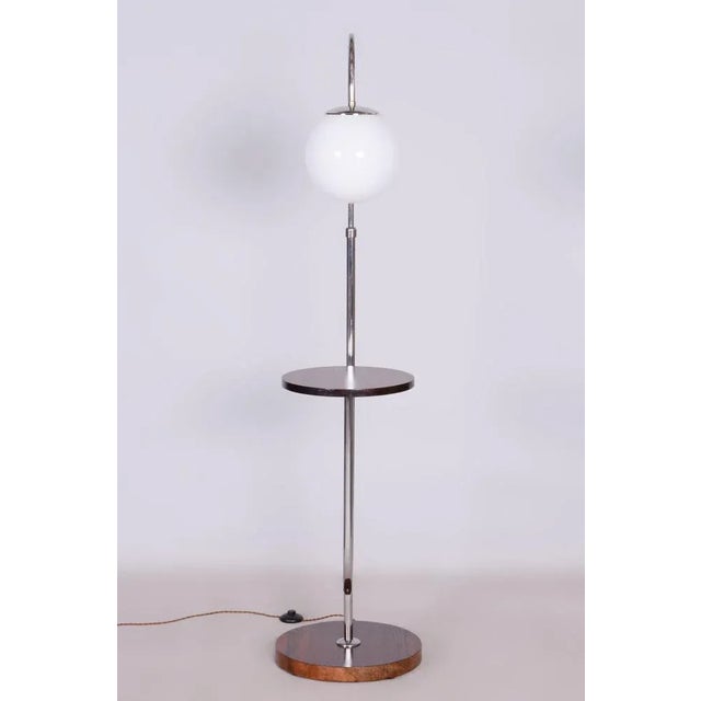 Wood Bauhaus Floor Lamp in Walnut and Chrome, 1930s For Sale - Image 7 of 10
