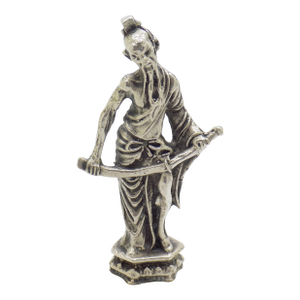 Vintage Italian Handmade Genuine Silver Sword-Wielding Chinese Immortal Figurine