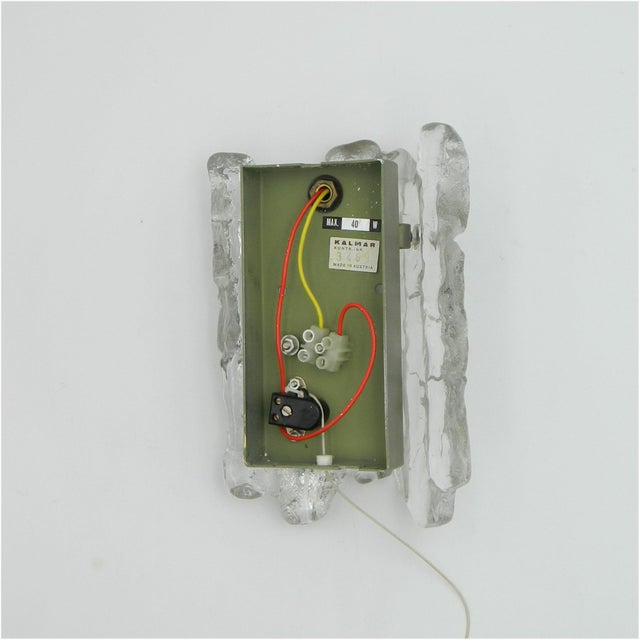 J.T. Kalmar Vintage Ice Glass Wall Lights by J. T. Kalmar for J.T. Kalmar, 1970s, Set of 3 For Sale - Image 4 of 14