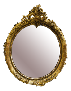 Large Antique French Louis XVI Gilded Wood Mirror