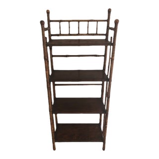 Vintage British Colonial Bamboo Shelf For Sale