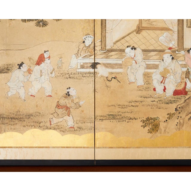 Gold 19th Century Japanese Edo Screen Kano School Garden Terrace For Sale - Image 8 of 12