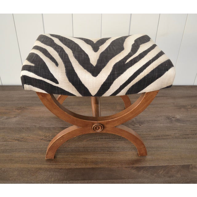Neoclassical Footstool in Ralph Lauren Zebra Print Fabric Chairish