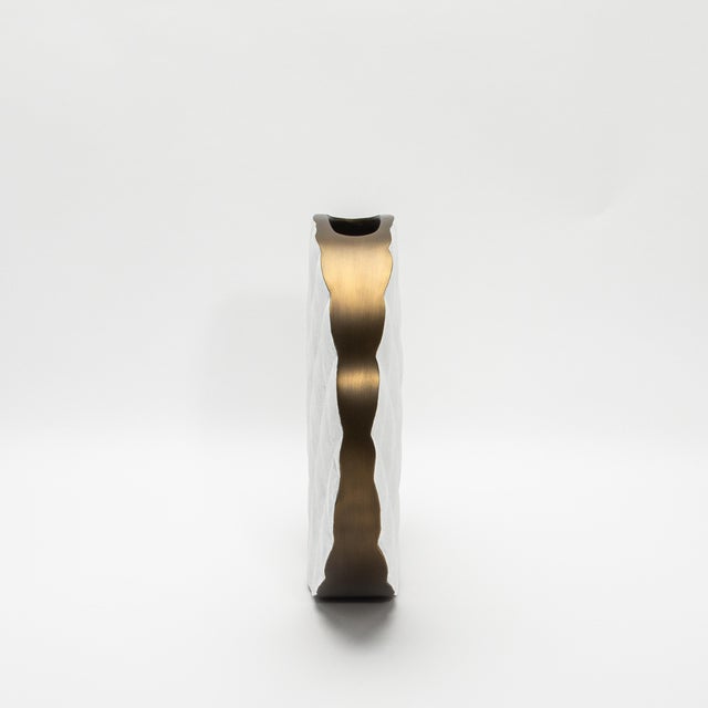 Modern Modern Quilted Vase in Shagreen With Brass Details by Kifu Paris For Sale - Image 3 of 8