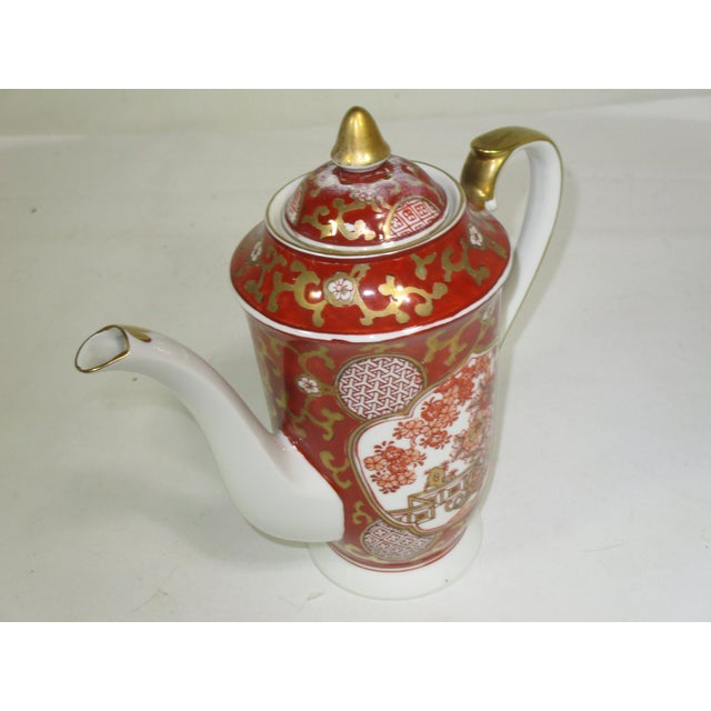 Wine Hand Painted Gold Imari Japanese Porcelain Tea Service, 3 Pc For Sale - Image 8 of 11