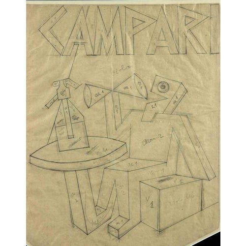 Diavoletto alato is an artwork realized by fortunato depero in 1946/47. China ink drawing on canvased paper, l 73,5 x 64...