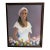 Original 1993 Folk Art Acrylic Painting Woman With Flowers Caribbean Style Portrait For Sale
