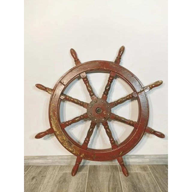 Vintage Brown Wood Helm For Sale - Image 5 of 9