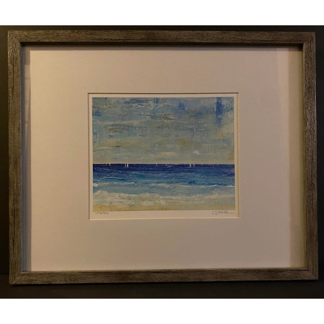 Vintage Rustic Sand, Sailboats, Wide Blue Ocean, O'Toole's Original Impressionist Print Signed & Numbered For Sale - Image 9 of 9