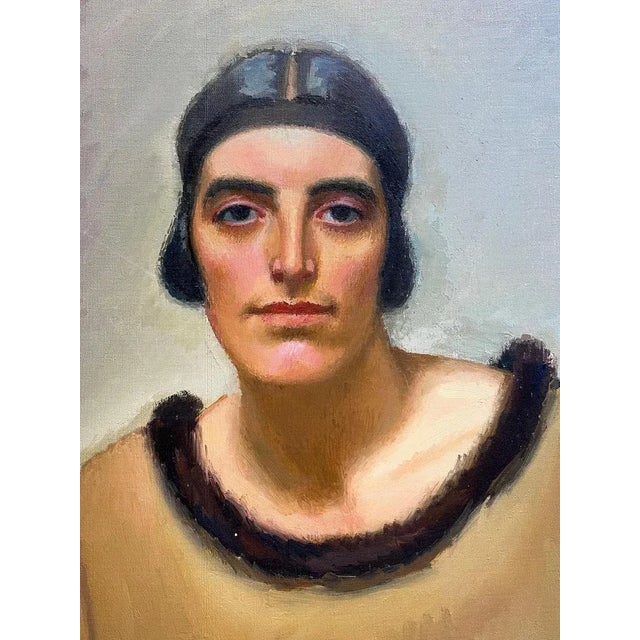 Armand Cacheux, Portrait of Miss Cacheux, Oil on Canvas For Sale - Image 5 of 11