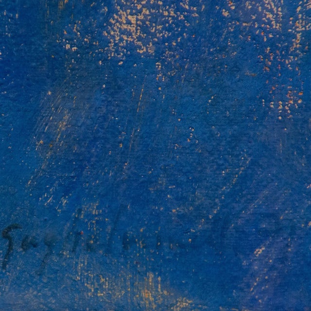 1950s Abstract Composition in Blue and Red, 1950s, Oil on Canvas For Sale - Image 5 of 8