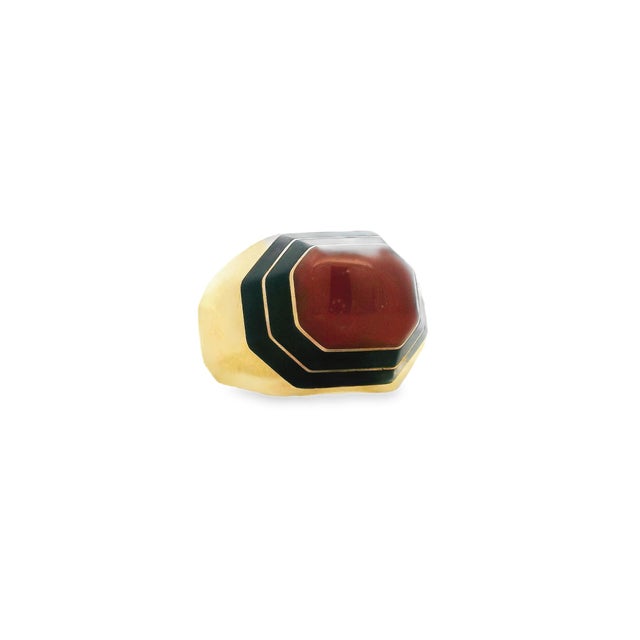 1970s David Webb Carnelian & Enamel Ring, 18k Gold, 1970s, Size 6.5 For Sale - Image 5 of 13