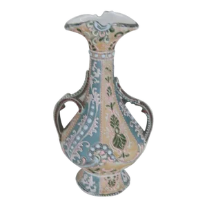 Moriage Nippon Style Hand Painted Double Handled Vase