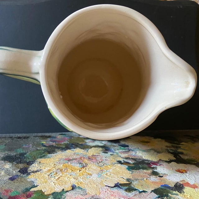 Chartreuse Majolica Ceramic Glazed Flower Pitcher from Saint Clément, 1960 For Sale - Image 8 of 9