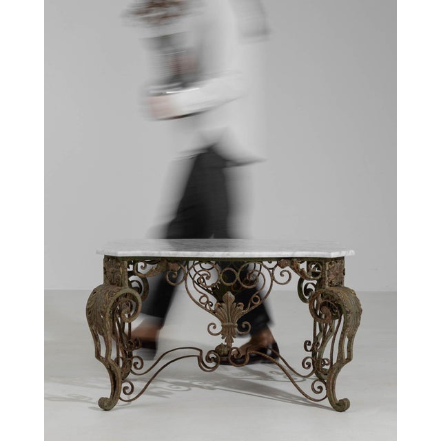 1960-1969 Italy Aged Wrought Iron Marble-Top Wrought Iron Console For Sale - Image 4 of 10