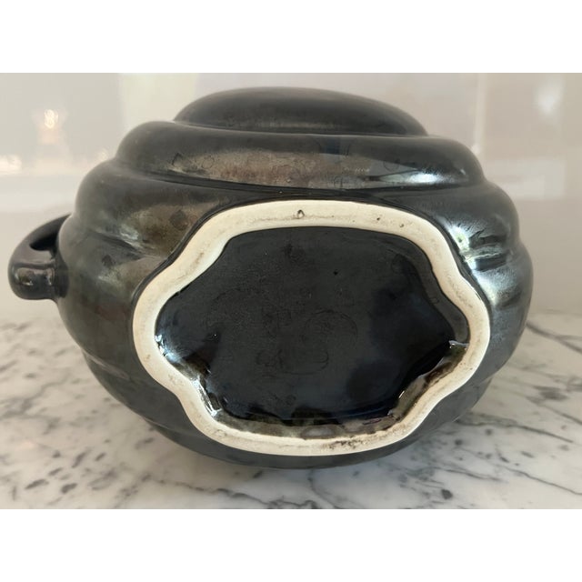Charcoal Vintage Hall Ceramic Pitcher Gunmetal Finish For Sale - Image 8 of 8