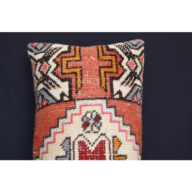Decorative Turkish Oushak Rug Pillow – Vintage Lumbar Textile Cushion -19'' X 31'' For Sale - Image 4 of 13