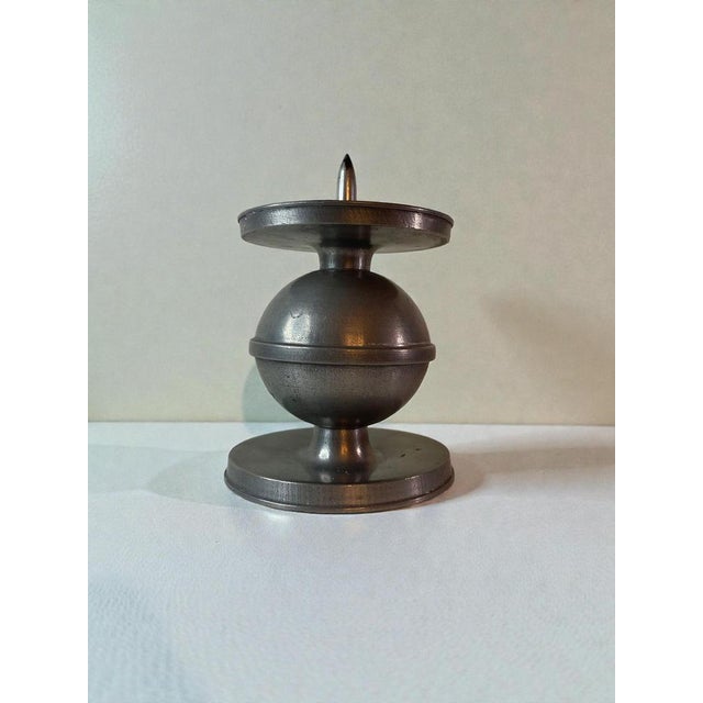 Swedish Pewter Candlesticks by Edvin Ollers for Schreuder & Olsson, 1938, Set of 4 For Sale - Image 6 of 15