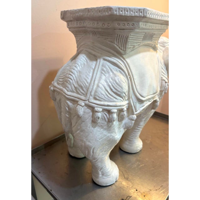 Mid-Century Modern 1970s White Plaster Elephant Garden Stool For Sale - Image 3 of 6