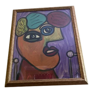 Late 20th Century Abstract Portrait Painting by Peter Robert Keil, Quality Framed