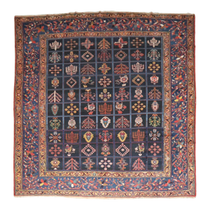Antique Zabihi Collection Garden Design Square Persian Bakhtiari Rug
