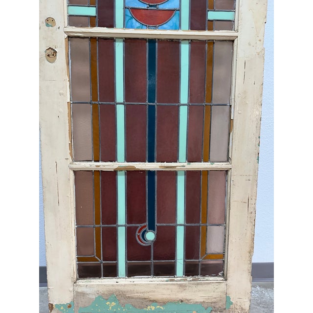 Antique Art Deco Stained Glass Door For Sale In Tampa - Image 6 of 12