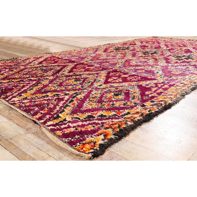 Raspberry Pink Vintage Beni M'Guild Moroccan Rug, 07'01 X 14'03 For Sale - Image 8 of 10