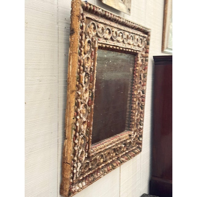 18th Century Baroque Carved and Painted Mirror For Sale - Image 6 of 6