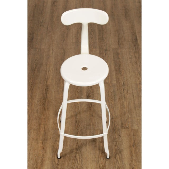 Mid-Century Modern Early 21st Century Nicolle Enameled Steel Outdoor Patio Backrest Bar Stool For Sale - Image 3 of 12