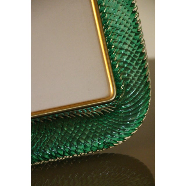 Emerald Twisted Murano Glass and Brass Picture Frame For Sale - Image 4 of 13