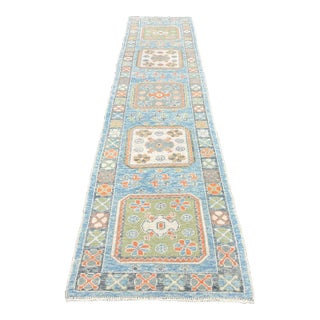 Turkish Modern Hand-Knotted Oushak Runner Rug For Sale