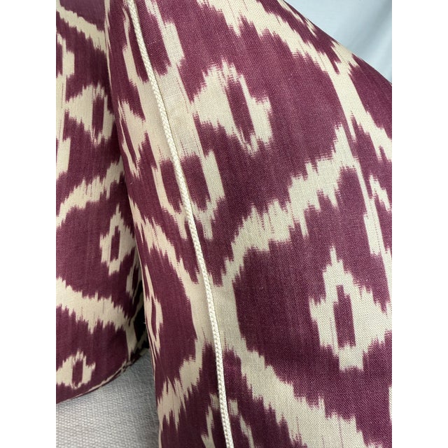 Custom pair of 22" pillows covered in Nicholas Herbert Ltd. "Khiva" linen fabric. These pillows are corded in a Samuel and...