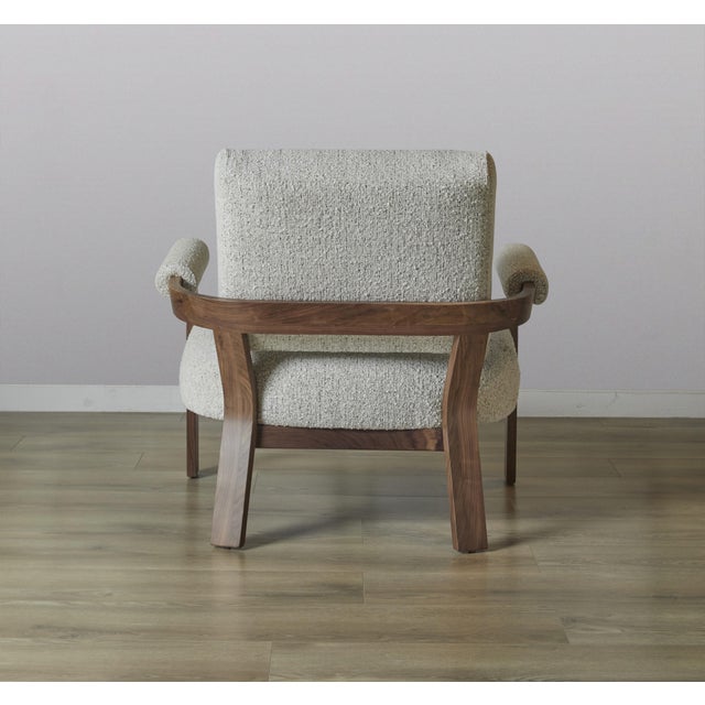 One For Victory Walnut & Boucle Sculptural Lounge Chair For Sale - Image 4 of 7