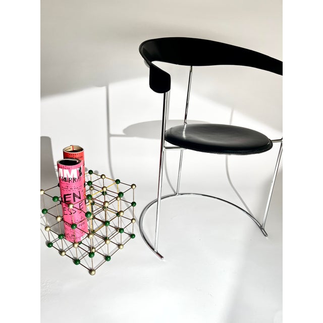 Vintage Italian Modernist Canasta Chair in Black Leather and Metal from Arrben, 1970s-1980s For Sale - Image 15 of 16