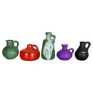 Multicolor Ceramic Pottery Vases from Otto Keramik, Germany, 1970s, Set of 5 For Sale
