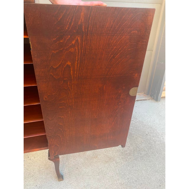 Antique Carved Mahogany Sheet Music Cabinet With Lock and Key For Sale - Image 9 of 17