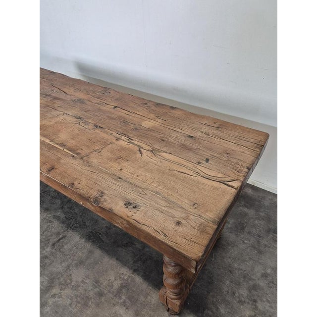 Brown Louis XIII Style Farmhouse Table in Oak For Sale - Image 8 of 11