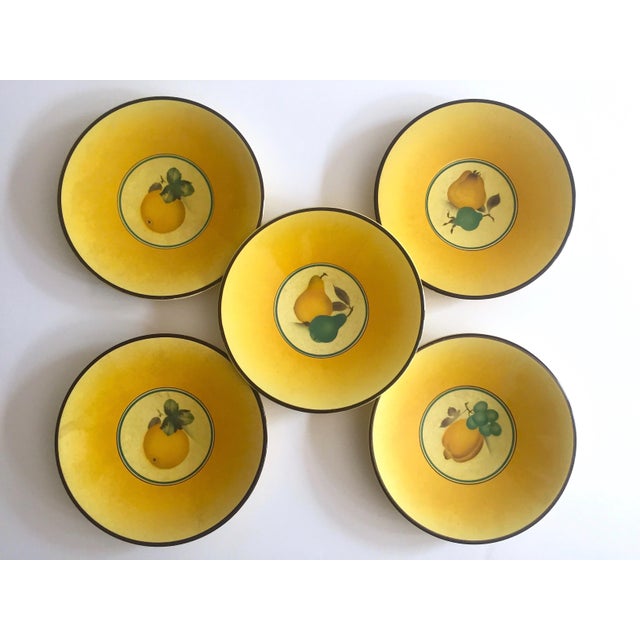 Royal Copenhagen Vintage Mid Century 1950 S Yellow Fruit Bellona Faience Porcelain Dessert Plates Set Of 5 Chairish