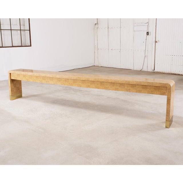 Karl Springer Style Organic Grasscloth Waterfall Console 10 Ft For Sale - Image 18 of 18