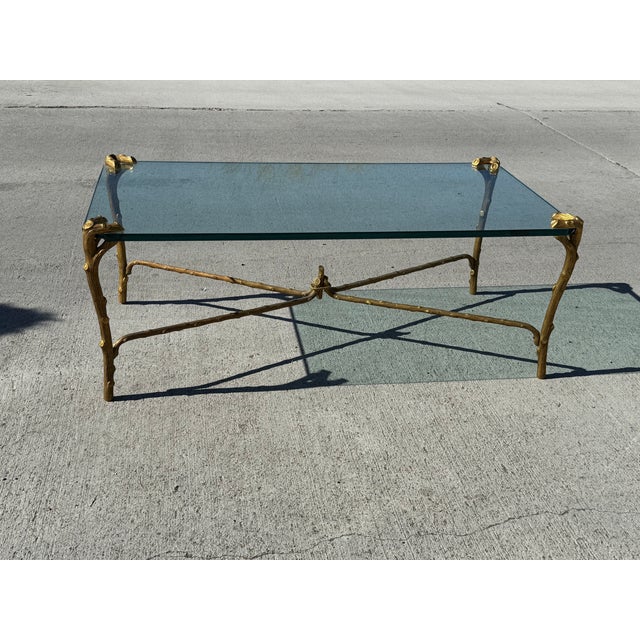 P.E. Guerin 1960s Organic Motif Formed Gilt Bronze Coffee Table by p.e. Guerin For Sale - Image 4 of 6