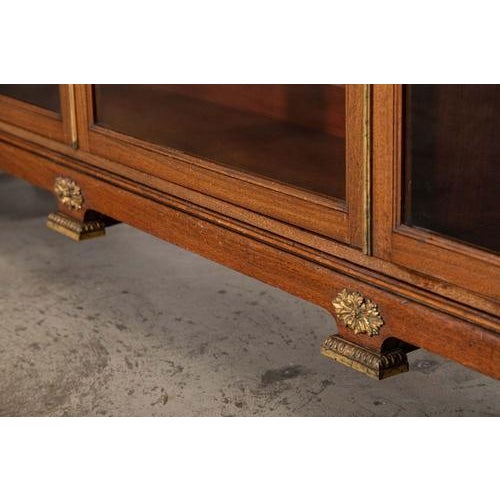 French Monumental Walnut Breakfront Glazed Bookcase, 1870s For Sale - Image 14 of 17