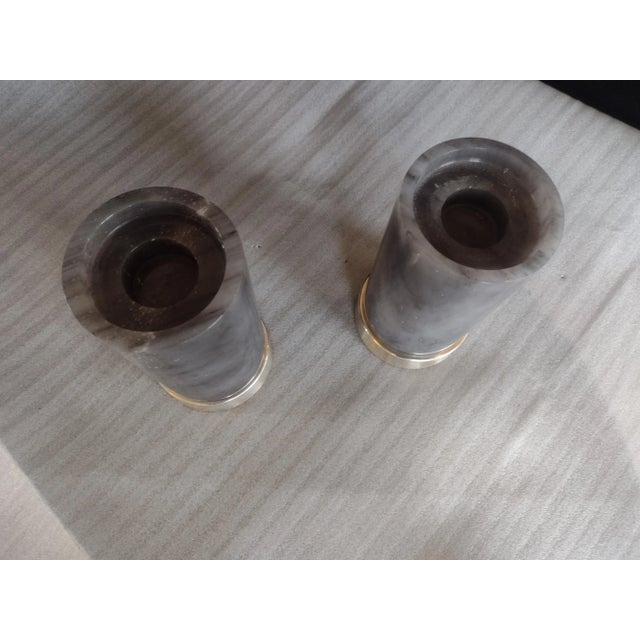 Baker's Tantalus Marble Candle Holders From the Bill Sofield Collection - Set of 2 For Sale - Image 6 of 6