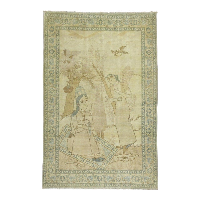 Antique Persian Pictorial Rug For Sale
