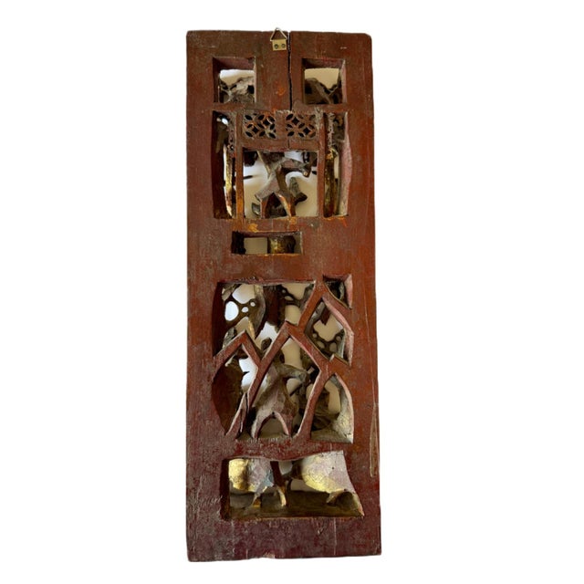 Antique Chinese Gilt-Wood High-Relief Carved Wall Panel For Sale - Image 10 of 11
