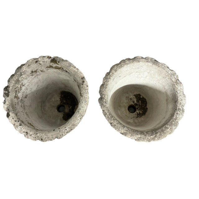 Stone French Mid Century Cast Stone Woven Basket Planters - Set of 2 For Sale - Image 7 of 7