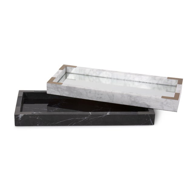 Black Black Mirrored Marble Tray For Sale - Image 8 of 11