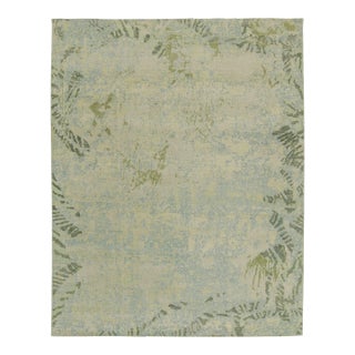 Rug & Kilim’s Distressed Style Abstract Rug in Blue, Gray and Green Pattern For Sale