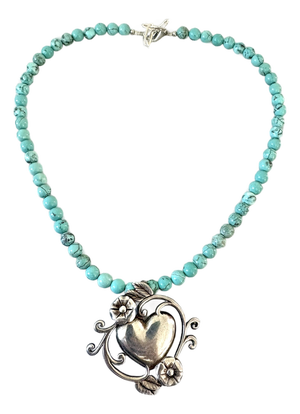 Turquoise Necklace With Sterling Silver Pendant
