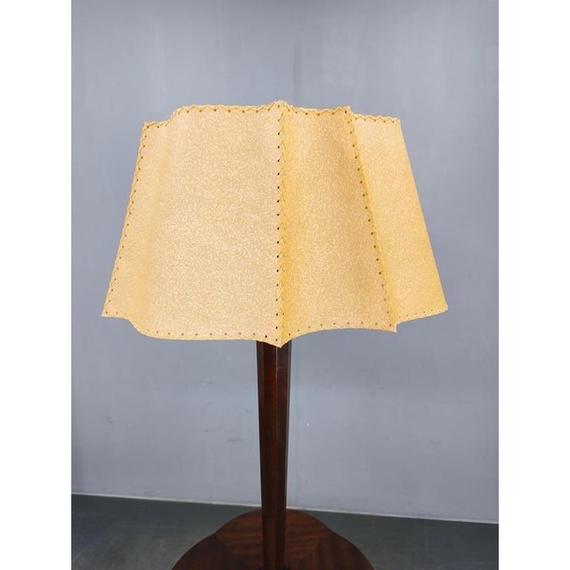 Art Deco Italian Wood and Metal Floor Lamp with Side Table, 1940s For Sale - Image 3 of 17