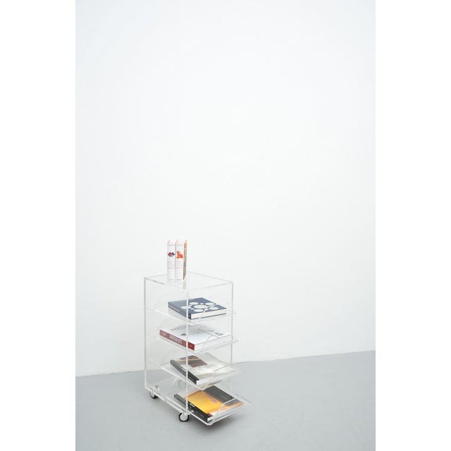 Acrylic Rolling Table with Four Drawers For Sale - Image 5 of 16
